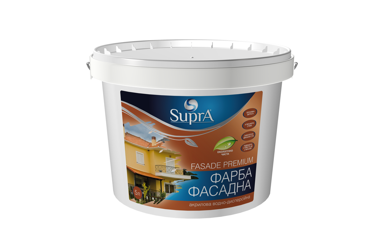 Фарба SUPRA фасадна, акрилова, воднодисперсійна, біла 4,2 кг